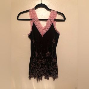 Cute pink coquette top with lace and beading details
